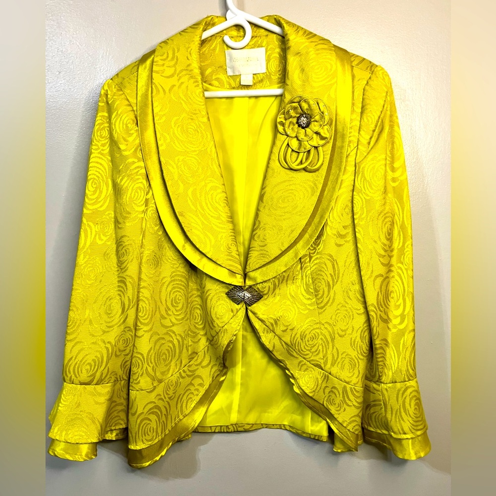 Giovanna Signature Jacket Women’s 16 Yellow Elegant Rhinestone Accents Vintage